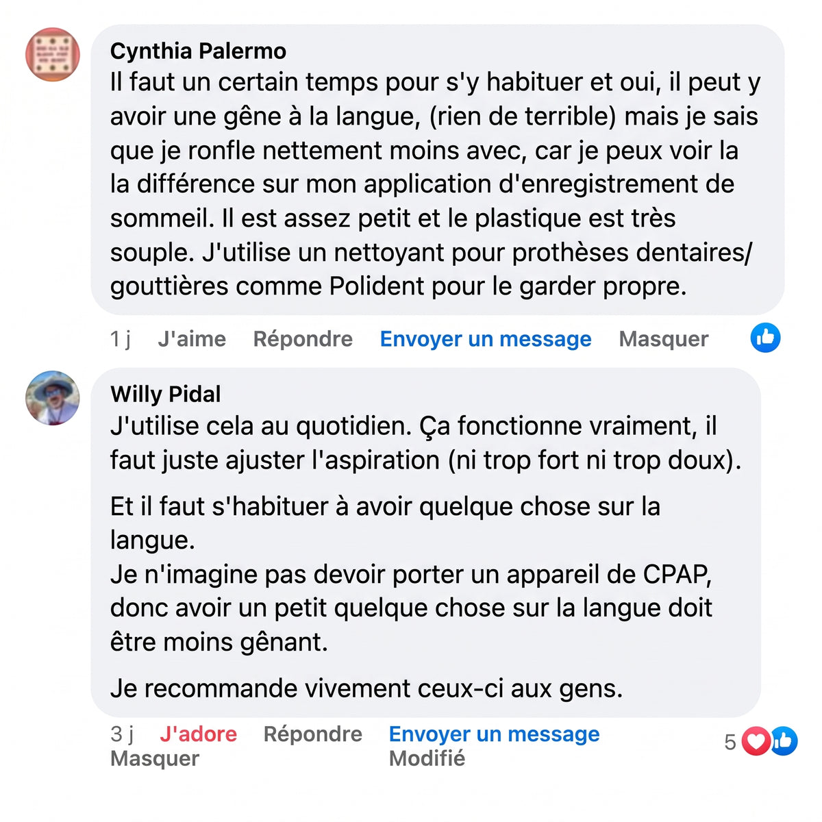 Commentaire Facebook de client